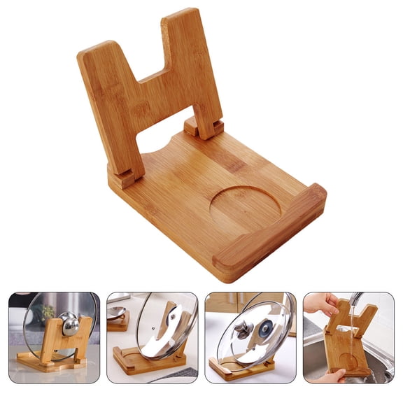 FONDOTIN Pot Lid Holder Kitchen Storage Stand Organizer in Khaki, and Space-Saving for Home Use