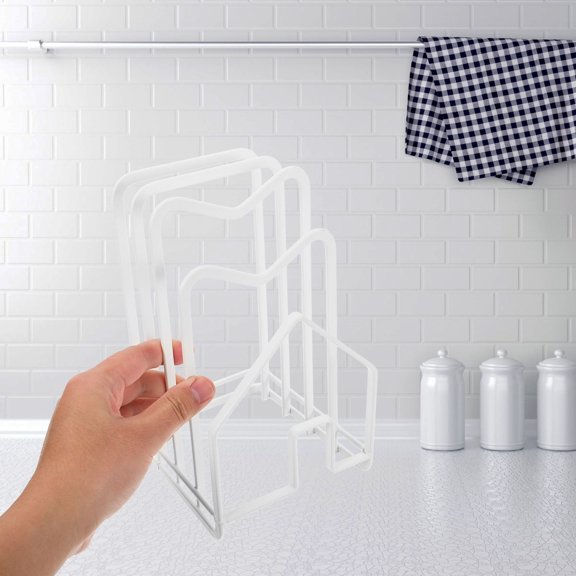 FONDOTIN 1Pack Cutting Board Plate Rack Rectangular White Iron 11.6x5.7x4.9in