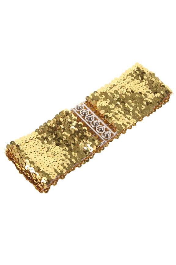 Dress Waist Belt Wide Golden Sequin Polyester 1Set 19.1x2.8x0.4In