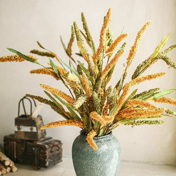 FONDOTIN 1Pack Green Artificial Wheat Stalks For Home Garden Decor In Style