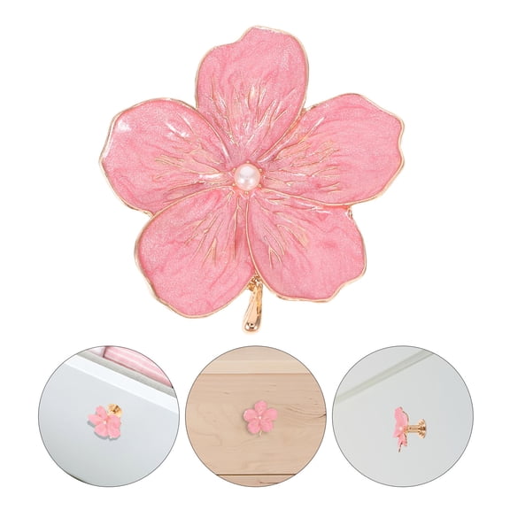 FONDOTIN 1Pack Pink Flower Shaped Pull Handle Zinc Alloy Knob for Office Furniture 1.8x1.8x1in