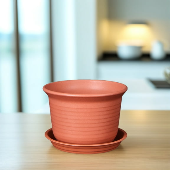 FONDOTIN 1Pack Round Herb Planter for Indoor and Outdoor Use 11.8X7.9X4.3in