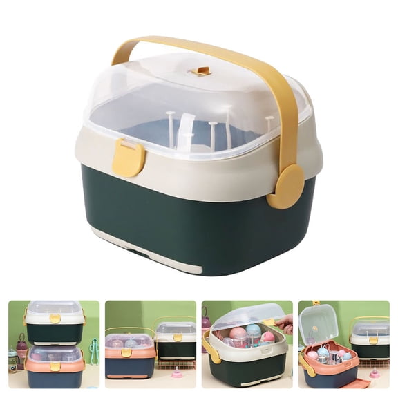 FONDOTIN 1Pack Large Size Baby Bottle Drying Rack PP Green and White for Parents