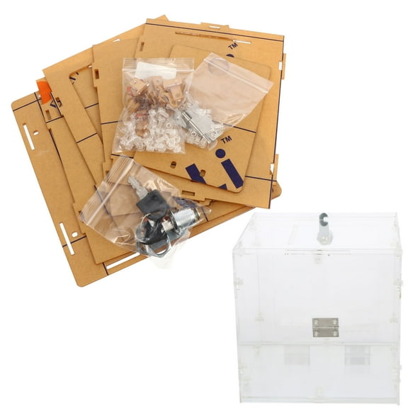 FONDOTIN 1Pack Square Acrylic Box for Secure Cash and Ticket Storage at Events