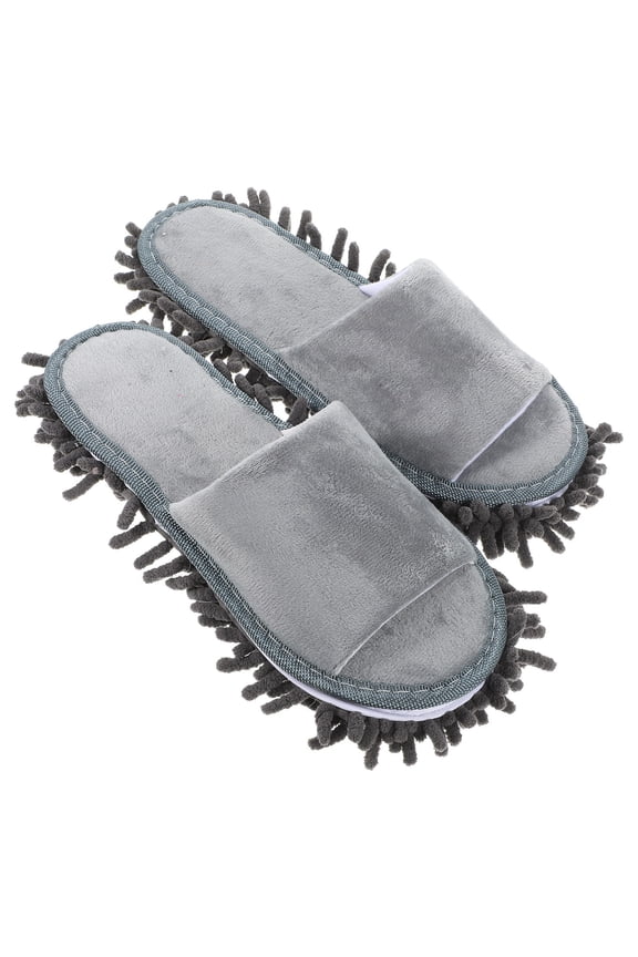 1Pair Indoor Mop Slippers with Chenille Bottom for Dusting and Easy Floor Cleaning