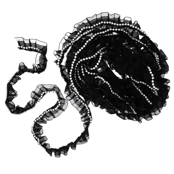 FONDOTIN 1Pc Black Durable Lace Trim Cloth for DIY Bridal Dress Decoration and Craft Accent