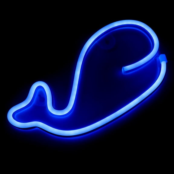 FONDOTIN Whale Shape LED Neon Light for Indoor Decor and Night Lighting