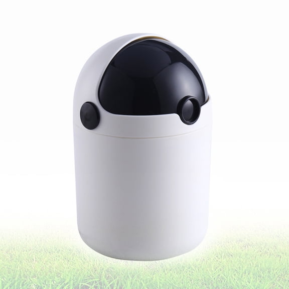 FONDOTIN 1Pc Compact Black Trash Can Hollow Multifunction Dustbin with Cover for Home Use