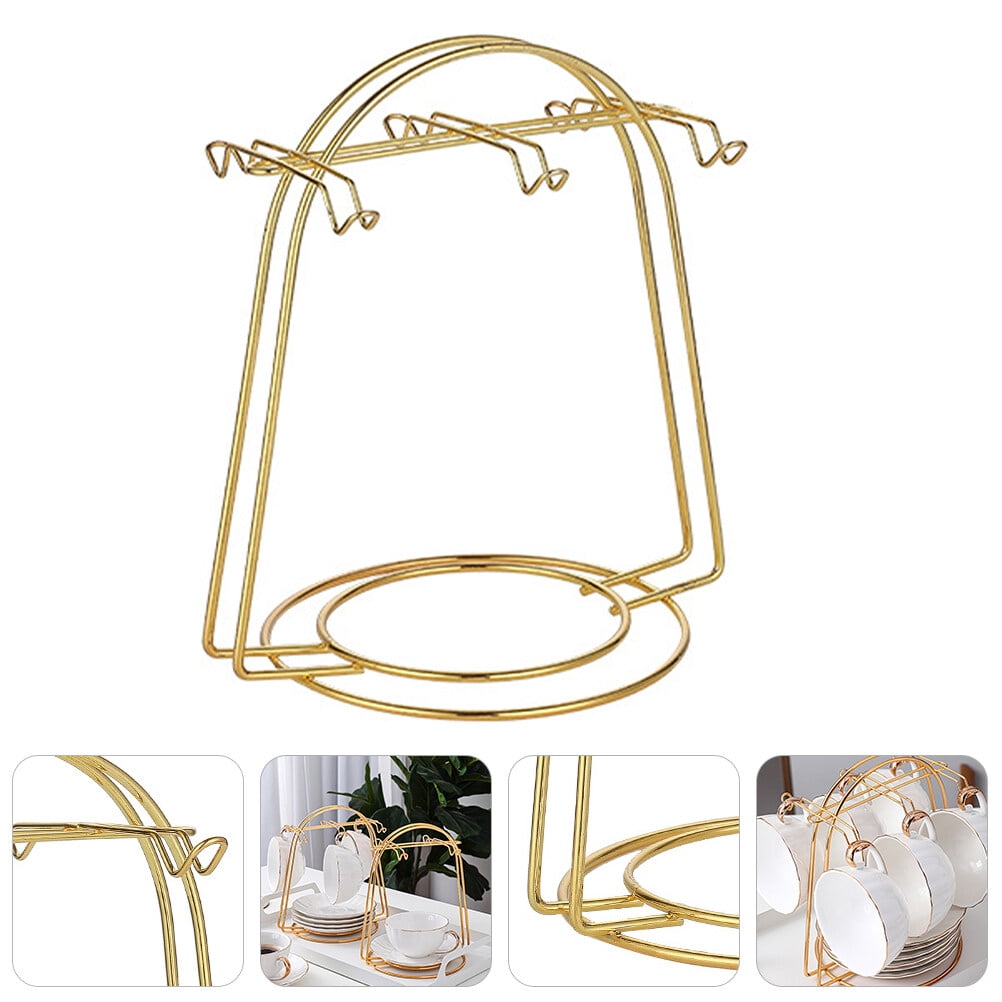 FONDOTIN 1Pc Modern Style Glass Cup Drainer Rack Golden Color Arch ...