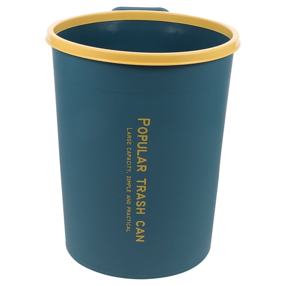 FONDOTIN 1Pc Navy Bathroom Garbage Can Reusable Round Waste Storage Bucket
