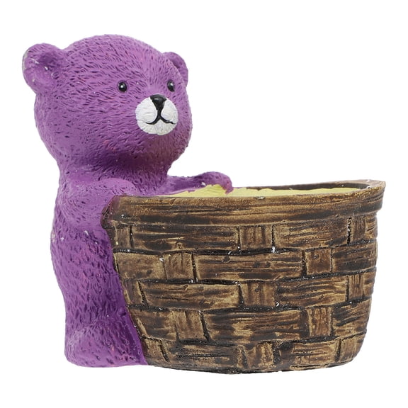 FONDOTIN Small Lovely Violet Bear Shaped Plant Pot for Home Decor 1Pc