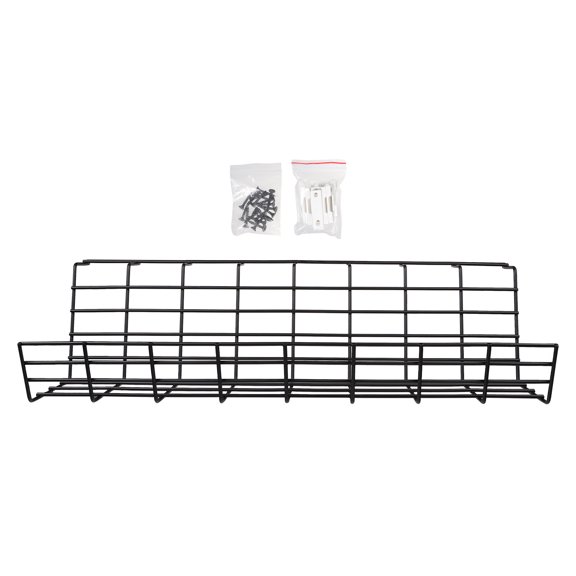 FONDOTIN Black Under Desk Cable Organizer Rack, Heavy Duty Iron Wire Storage Solution for Office and Home Use, 1 Piece