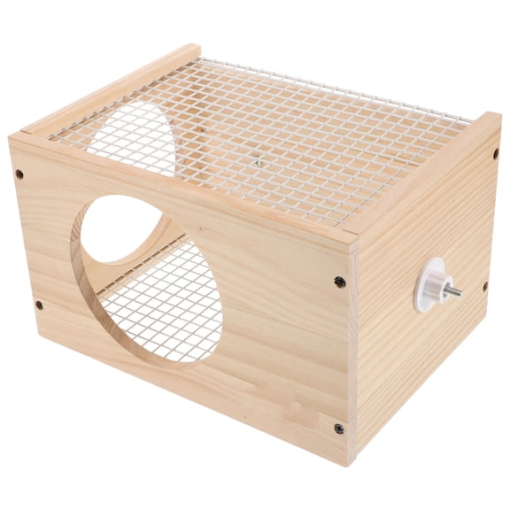 FONDOTIN 1Pc Decorative Wooden Pet Nest for Hamster Rabbit Cage Beige Natural Wear Resistant