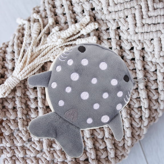 FONDOTIN 1Pcs Grey Plush Shark Shape Coin Purse for Women and Kids Daily Use