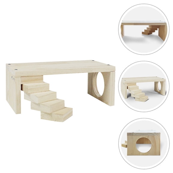 FONDOTIN Small Pet Wooden Climbing Platform with Ladder Hamster Cage Accessory