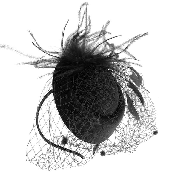 FONDOTIN 1Pcs Headdress Wedding Fascinators for Women Vintage Style Plume Gauze 12.18X9.04X7.07in