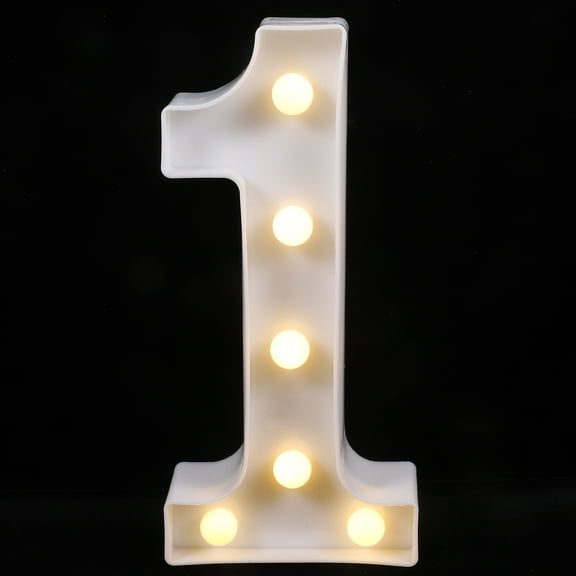 FONDOTIN Light Up Number 1 LED Light White Plastic 1Pack For Birthday Party