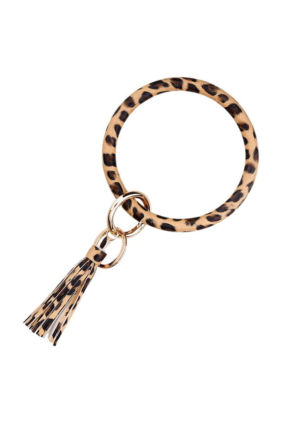 Alloy Leopard Keychain Bracelet Key Chain Coffee 1Pack 3.9x6.7x0.4In