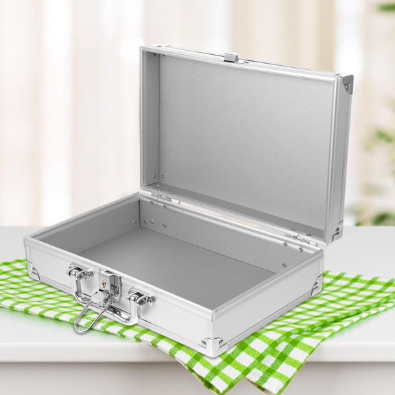 FONDOTIN 1Pcs Silver Portable Toolbox For Home Use And Office Use 11.8X7.9X3.5in