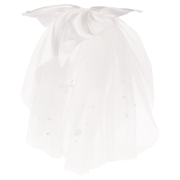 FONDOTIN 1Set Bridal Veil With Bow Shape White Gauze For Wedding And Bridal Shower 30.5x22x0.2in