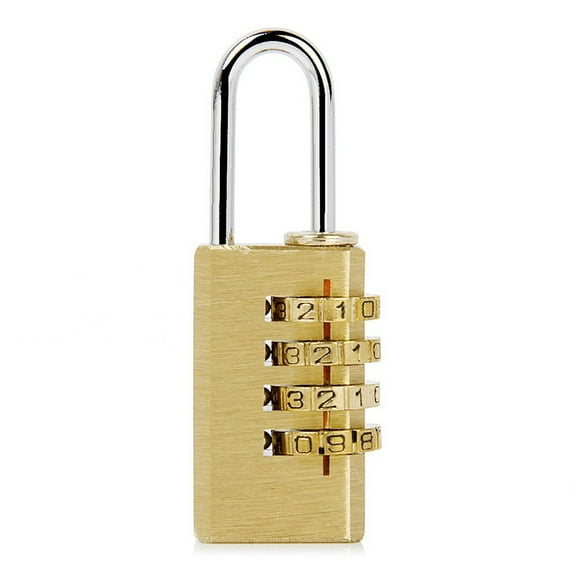 FONDOTIN 1Set Coded Padlock for Laptop Case with 4 Digits Combination Golden Color 2.36*0.83*0.39In