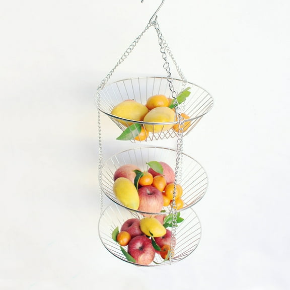 FONDOTIN 1Set Fruit And Vegetable Rack Wire Vegetable Baskets 3 Tier Stainless Steel For Kitchens