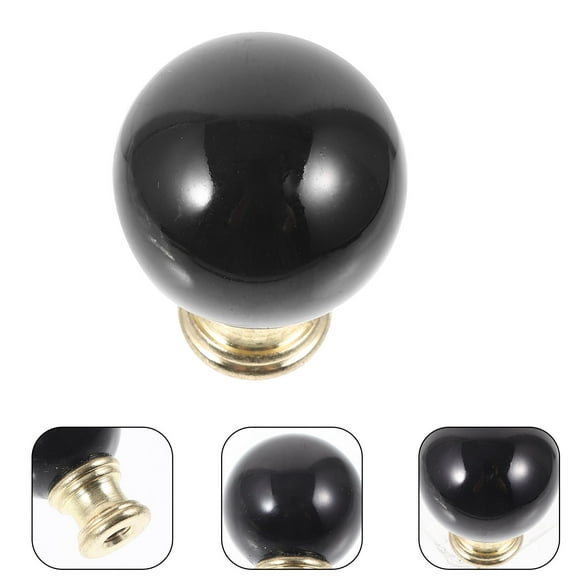 FONDOTIN 1Set Lamp Finial Knob for Table Lamp Decorative Cap Black Round Glass