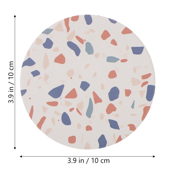 FONDOTIN 1Set Marble Ceramic Beverage Coaster Set with Cork Bottom and Holder for Desktop