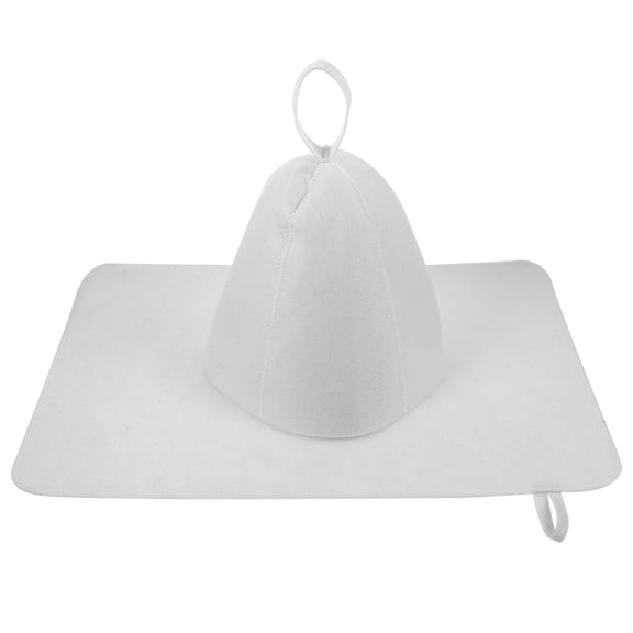 FONDOTIN 1 Set of Felt Sauna Hats for Adults White Breathable Bathroom Accessories