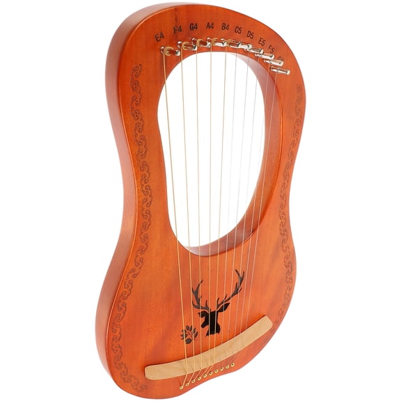 FONDOTIN 1Set Professional Wooden Lyre Harp 10 Strings Delicate Portable Music Instrument