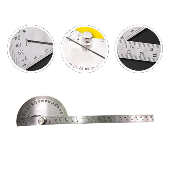 FONDOTIN Silver Stainless Steel Angle Protractor with Rotating Arm for Accurate Measuring