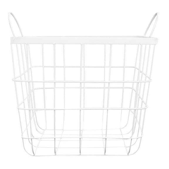 FONDOTIN 1Set Wrought Iron Storage Organizer Basket White 12X8.7Inch for Cosmetics Sundries Home Office Use