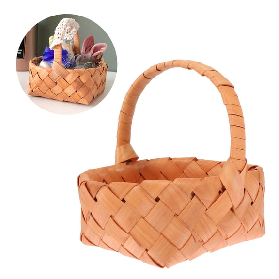 FONDOTIN 1pc Woven Basket Hand-woven Basket Wood Color Storage Household Organization