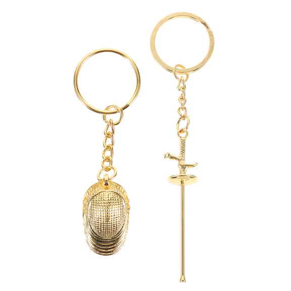 FONDOTIN 2Pcs Fencing Keychain Pendants Metal Fencing Sword Shape For Sport Fans