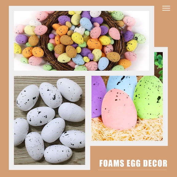 FONDOTIN 200Pcs Artificial Easter Eggs Assorted Color Reusable Foam Material for Spring Party Decor