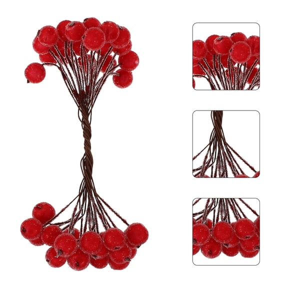 FONDOTIN 200Pcs Red Artificial Berries for Christmas Decor and Home Celebration Accents