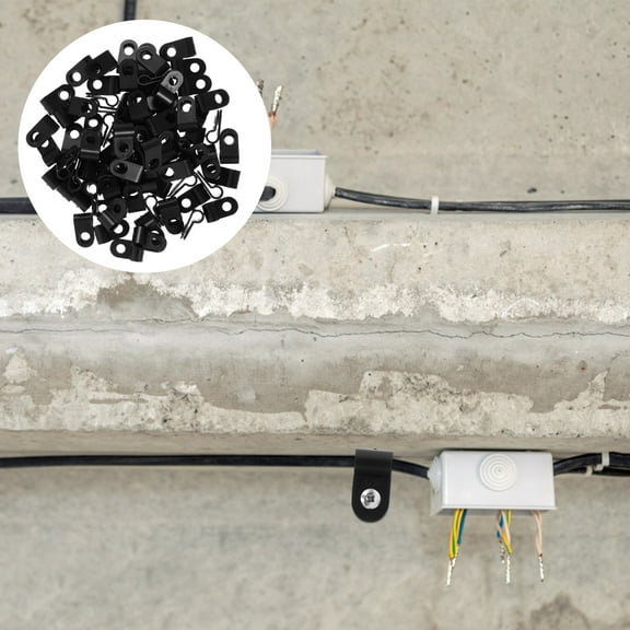 FONDOTIN 200Pcs Black Cable Clips with Screw Fixation for Outdoor and Indoor Wire Organization