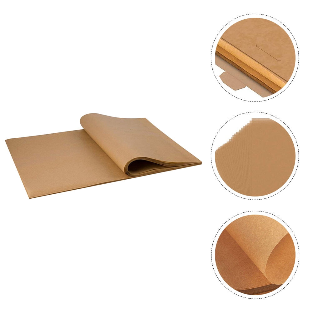 FONDOTIN 200Pcs Brown Oil Absorbing Baking Sheets Non-Stick Fryer Paper for Cake and Dessert Baking Use