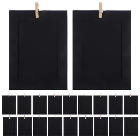 FONDOTIN 20Pcs Paper Photo Frame Black Vintage Style Desktop Picture Holder for Home