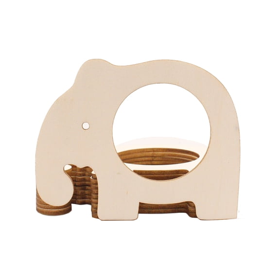 FONDOTIN 20Pcs Elephant Shape Napkin Rings Wooden Dinner Table Decoration 7.5x3.7in
