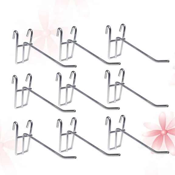 FONDOTIN 20Pcs Grid Wall Hook Silver Iron for Organizing Wire Baskets in Kitchen Bathroom