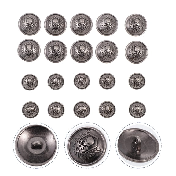 FONDOTIN 20Pcs Vintage Button in Grey Alloy for DIY Enthusiasts and Sewers