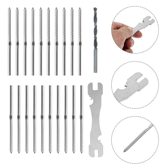 FONDOTIN 20pcs Cable Railing Lag Screw Stainless Steel Water Resistant for Wood Post