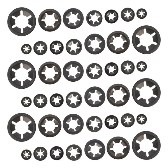 FONDOTIN 210pcs Carbon Steel Lock Washers Black AntiShake Shock Absorption Industrial Production