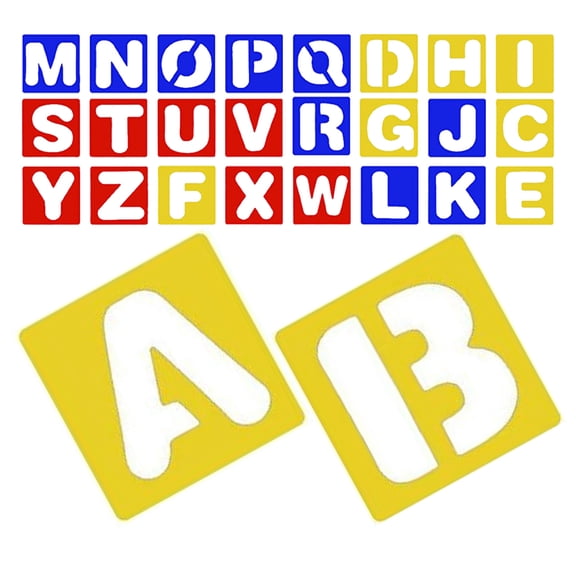 FONDOTIN Capital Letter Stencils Assorted Color PP for Multisurface Spray Painting 26Pcs
