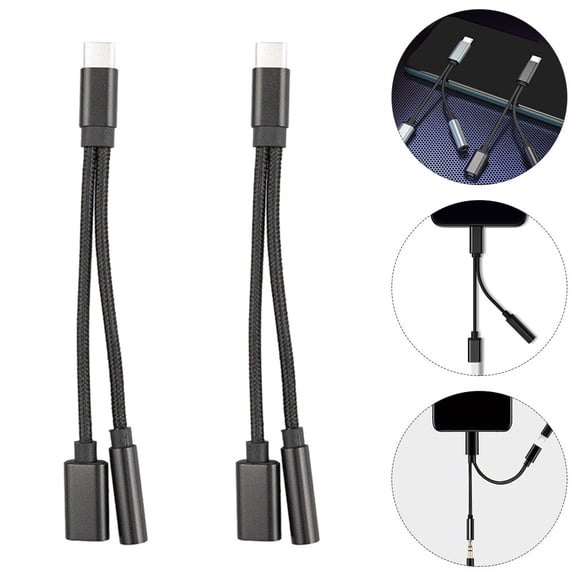 FONDOTIN 2Pcs Portable Type-C Charging Adapters Black Lightweight and Easy to Use