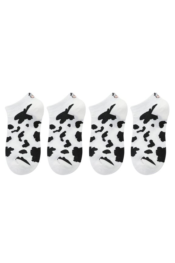 2Pairs Cow Socks Women Cotton Breathable Low Cut Casual Socks