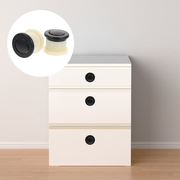 FONDOTIN 2Pcs Black Retractable Spring Knobs for Furniture Handle Round Contemporary