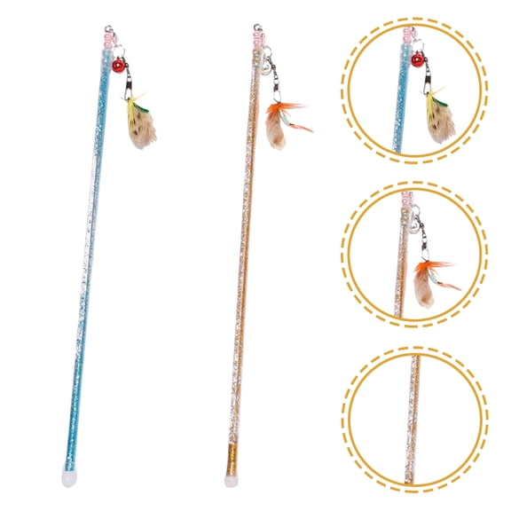 FONDOTIN 2Pcs Cat Toy Interactive Cat Teaser Steel Wire for Indoor Playtime