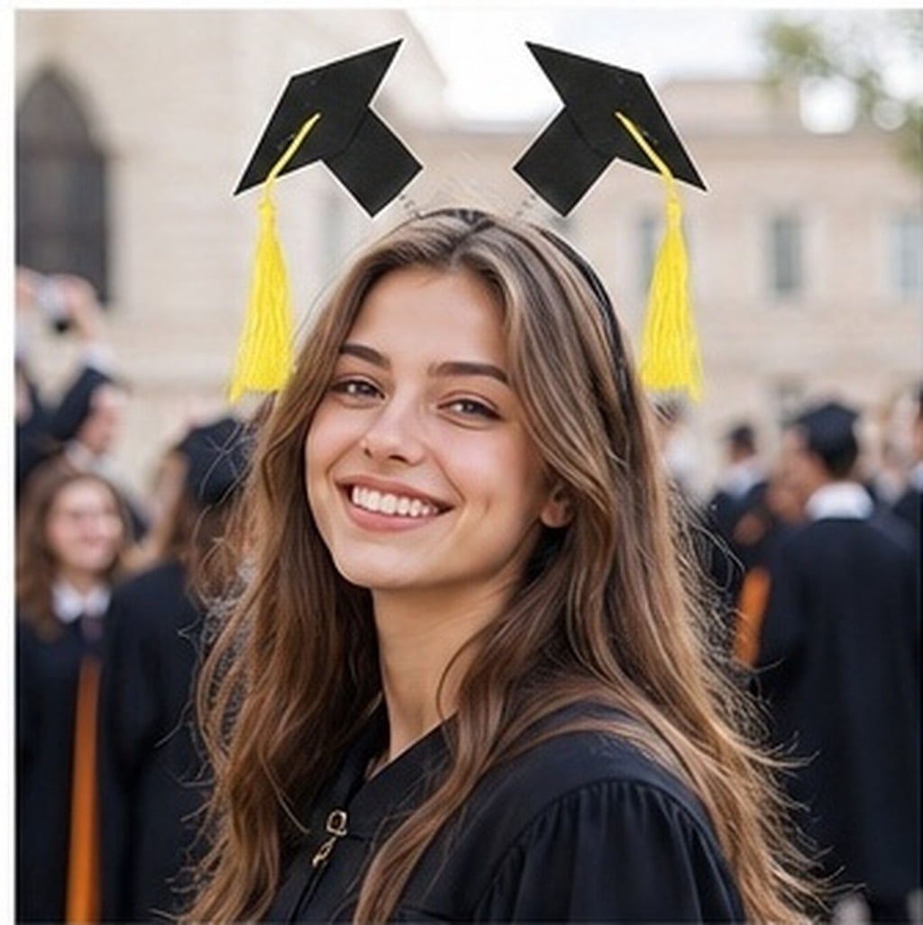FONDOTIN 2Pcs Chic Graduation Hair Band with Doctorial Hat Design Black ...